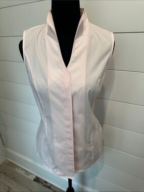 Brooks Brothers Sleeveless V-Neck Pintuck Shell Top - Light Pink
